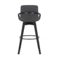 31" Gray and Black Fabric and Iron Bar Height Swivel Bar Chair