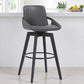 31" Gray and Black Fabric and Iron Bar Height Swivel Bar Chair