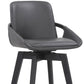 31" Gray and Black Fabric and Iron Bar Height Swivel Bar Chair