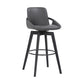 31" Gray and Black Fabric and Iron Bar Height Swivel Bar Chair