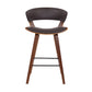27" Brown Faux Leather and Iron Low Back Counter Height Bar Chair