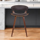 27" Brown Faux Leather and Iron Low Back Counter Height Bar Chair