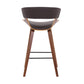 27" Brown Faux Leather and Iron Low Back Counter Height Bar Chair