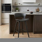 27" Gray And Black Iron Low Back Counter Height Bar Chair