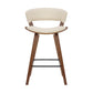27" Cream And Brown Iron Low Back Counter Height Bar Chair