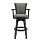 26" Gray and Black Faux Leather and Iron Counter Height Swivel Bar Chair
