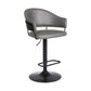 25" Gray And Black Iron Swivel Adjustable Height Bar Chair