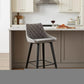 26" Gray And Black Iron Counter Height Bar Chair