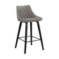26" Gray And Black Fabric And Iron Counter Height Bar Chair