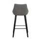 26" Gray And Black Fabric And Iron Counter Height Bar Chair