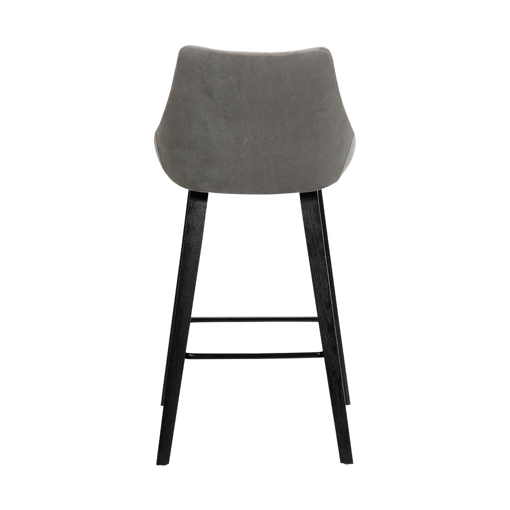 26" Gray And Black Fabric And Iron Counter Height Bar Chair