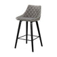 26" Gray And Black Fabric And Iron Counter Height Bar Chair