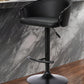 Black Faux Leather and Iron Low Back Adjustable Height Swivel Bar Chair