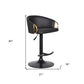 Black Iron Faux Leather and Fabric Low Back Adjustable Height Swivel Bar Chair