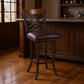 30" Brown Faux Leather And Iron Bar Height Bar Chair
