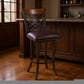 30" Brown Faux Leather And Iron Bar Height Bar Chair