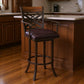 26" Brown Faux Leather And Iron Counter Height Bar Chair