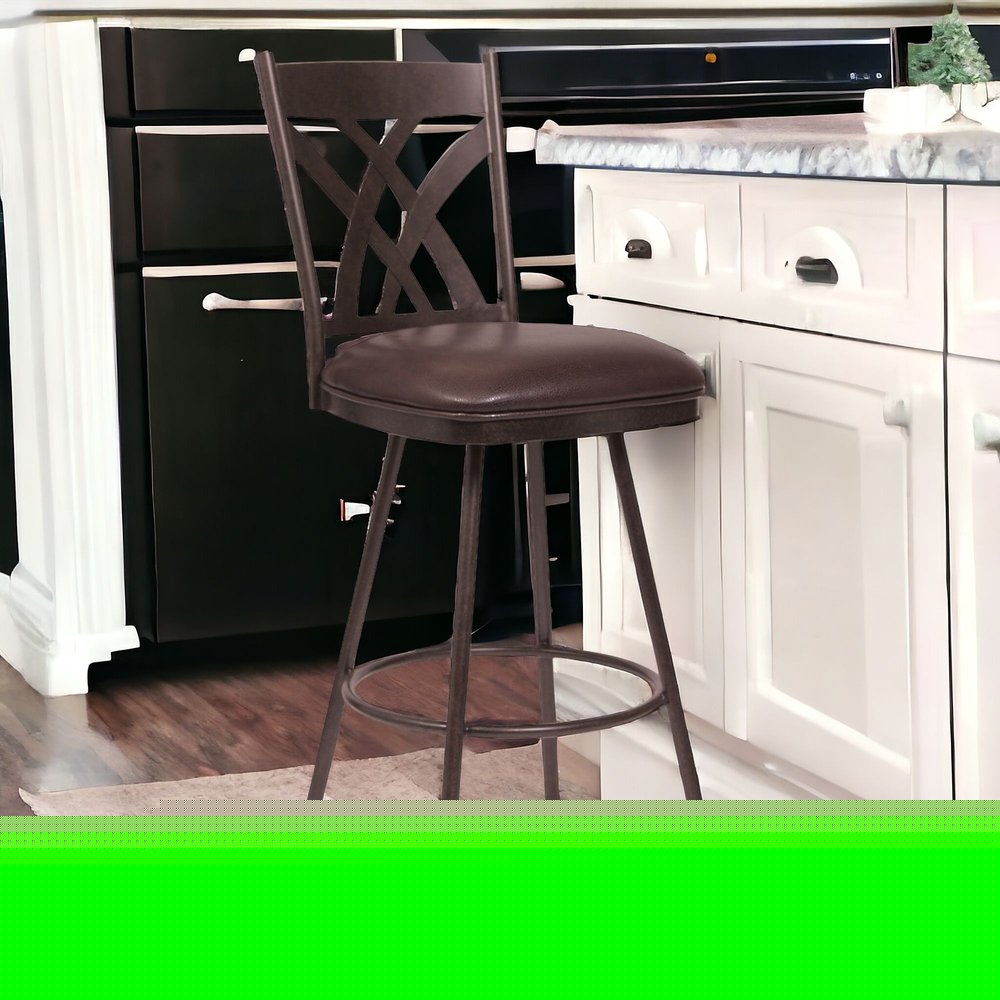 26" Brown Iron Counter Height Bar Chair