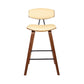 26" Cream and Brown Fabric and Iron Low Back Counter Height Bar Chair