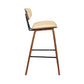 26" Cream and Brown Fabric and Iron Low Back Counter Height Bar Chair