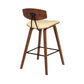 26" Cream and Brown Fabric and Iron Low Back Counter Height Bar Chair