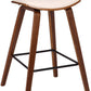 26" Cream and Brown Fabric and Iron Low Back Counter Height Bar Chair