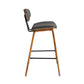 26" Gray and Brown Fabric and Iron Low Back Counter Height Bar Chair