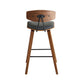 26" Gray and Brown Fabric and Iron Low Back Counter Height Bar Chair