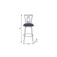 30" Gray And Silver Faux Leather And Iron Swivel Bar Height Bar Chair