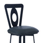 30" Gray and Black Faux Leather and Iron Bar Height Swivel Bar Chair