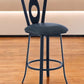 30" Gray and Black Faux Leather and Iron Bar Height Swivel Bar Chair