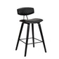 29" Black Faux Leather and Iron Low Back Bar Height Bar Chair