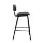 29" Black Faux Leather and Iron Low Back Bar Height Bar Chair