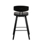 29" Black Faux Leather and Iron Low Back Bar Height Bar Chair