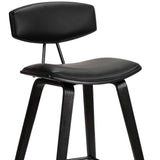 29" Black Faux Leather and Iron Low Back Bar Height Bar Chair
