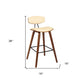 29" Cream and Brown Faux Leather and Iron Low Back Bar Height Bar Chair