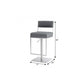 25" Gray And Silver Faux Leather And Iron Swivel Low Back Adjustable Height Bar Chair