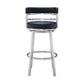 26" Black And Silver Faux Leather And Iron Swivel Low Back Counter Height Bar Chair