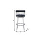 26" Black And Silver Faux Leather And Iron Swivel Low Back Counter Height Bar Chair