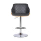 Gray and Silver Faux Leather and Iron Low Back Adjustable Height Swivel Bar Chair