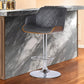 Gray and Silver Faux Leather and Iron Low Back Adjustable Height Swivel Bar Chair
