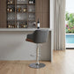 Gray and Silver Faux Leather and Iron Low Back Adjustable Height Swivel Bar Chair