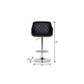 25" Black And Silver Faux Leather And Iron Swivel Low Back Adjustable Height Bar Chair