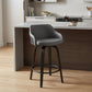 26" Gray And Black Iron Swivel Low Back Counter Height Bar Chair