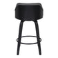 30" Gray And Black Iron Swivel Low Back Bar Height Bar Chair