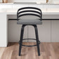 26" Gray and Black Fabric and Iron Low Back Counter Height Swivel Bar Chair
