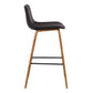 26" Brown Faux Leather And Solid Wood Low Back Counter Height Bar Chair