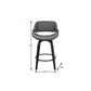 26" Gray And Black Faux Leather And Iron Swivel Low Back Counter Height Bar Chair