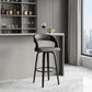 30" Gray And Black Iron Swivel Low Back Bar Height Bar Chair