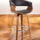 27" Brown Faux Leather And Iron Swivel Low Back Counter Height Bar Chair